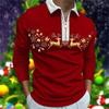 Men Fashion Spring Autumn Polyester Zippo Polo Shirt  Christmas 3D Digital Print Casual Polo Shirt Tops