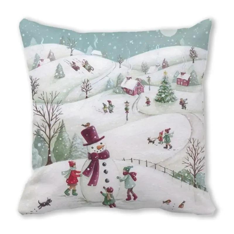 Christmas Themed Pillowcases Car Accessories Office Santa Claus Living Room Sofa Home Pillowcases