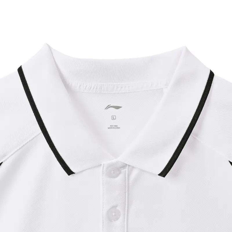 Li-Ning Quick-Dry Solid Color Breathable Polo Shirt Casual Sports Set Unisex Sports Set White Black YPLV051-1+YAPV001-1