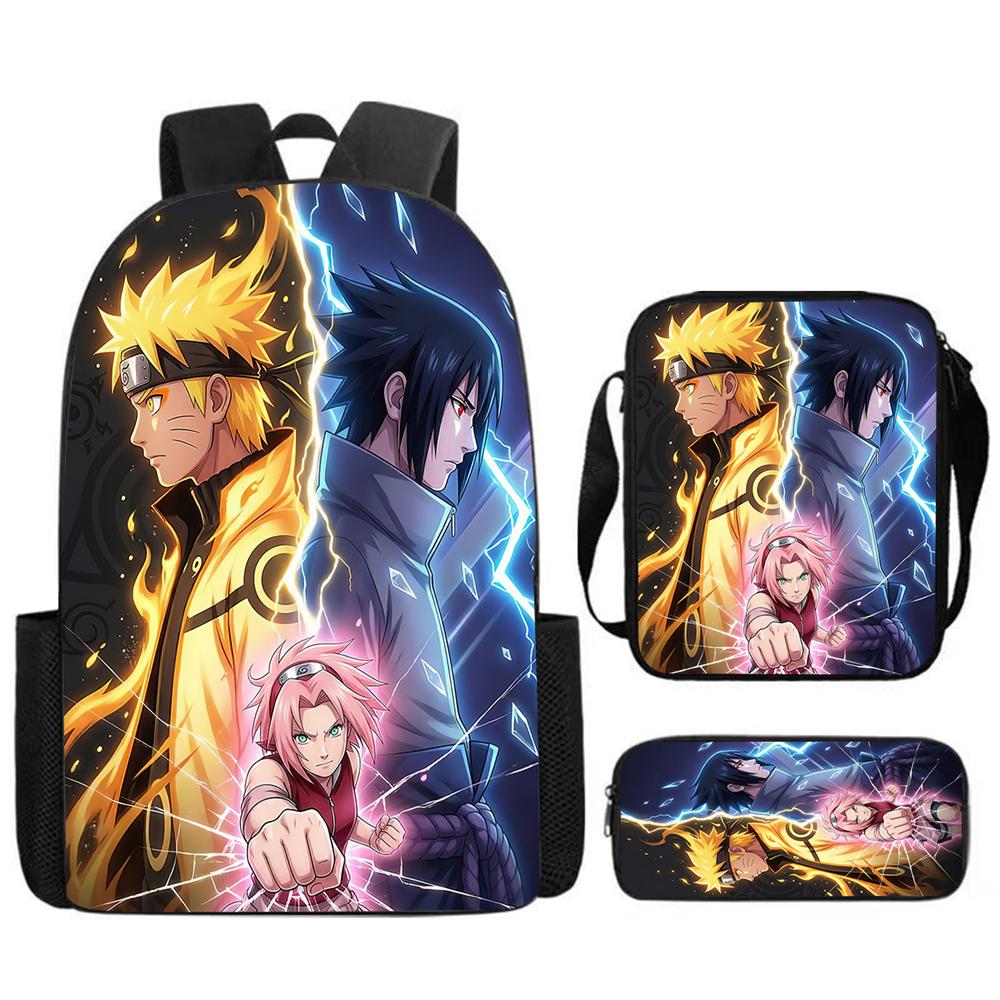 NARUTO Animated 15in Daily Pack with Adjustable Carry Straps, Children Daily Lightweight School Carrier for Boys & Girls Age 6-10