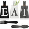BHBL Cutting Board Eat Sign Set Hanging Art Kitchen Eat Sign Fork and Spoon Wall and Kitchen Decor,B