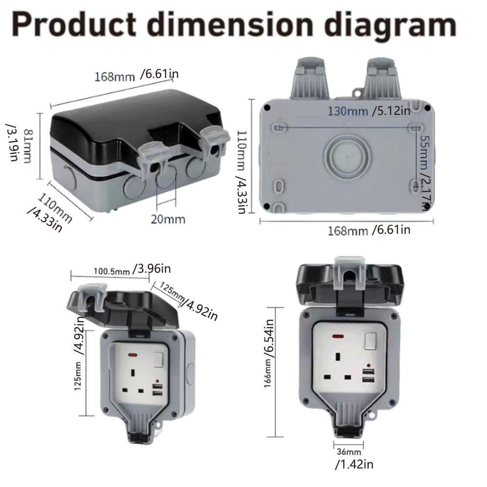 Waterproof Design Wall Switch Socket Dust Proof Power Socket Case Electrical Power