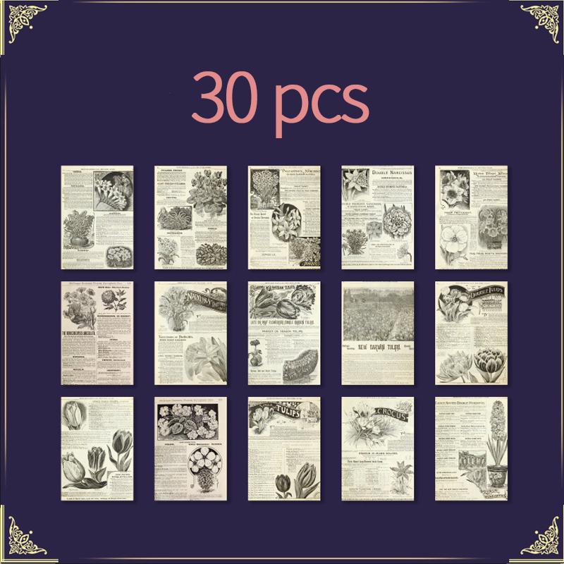 30 Sheets Vintage newspaper map art decor diary album Background paper Decorative Scrapbooking material paper