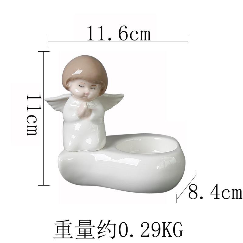Nordic Style Prayer Ceramic Angel Candle Holder Living Room Bedroom Desktop Romantic Candle Cup Ornament Praying angel candlestick (candle not included