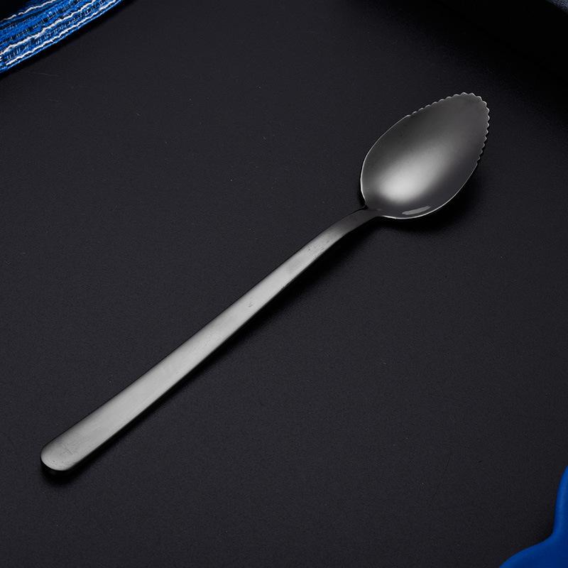 Stainless Steel Fruit Grapefruit Spoon Serrated Edge  Ice Cream Dessert Tea Coffee Stirring Spoon Kitchen Cutlery Tableware