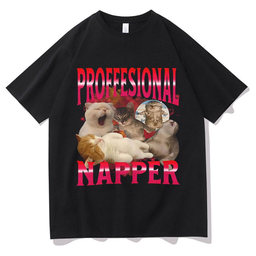 Fun Cat Lovers  Professional Nap Fashion Harajuku Style Summer Printed T-shirts Women Clothing Fashion Summer Streetwear Y2K ... S разноцветный
