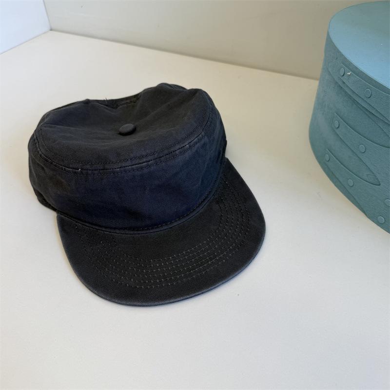 Solid color simple new old money wind flat top hat duck bill hat retro wide brim letter flat brim baseball cap cap