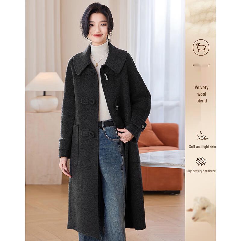 

Sishui Nianhua Women s Elegant Mid-Length Wool Coat M
