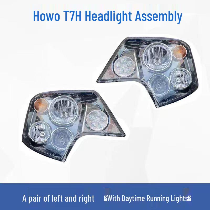 Black Gold Headlight Assembly for SITRAK Howo T7H/T5G/TX with Turn Signal & Daytime Running Lights