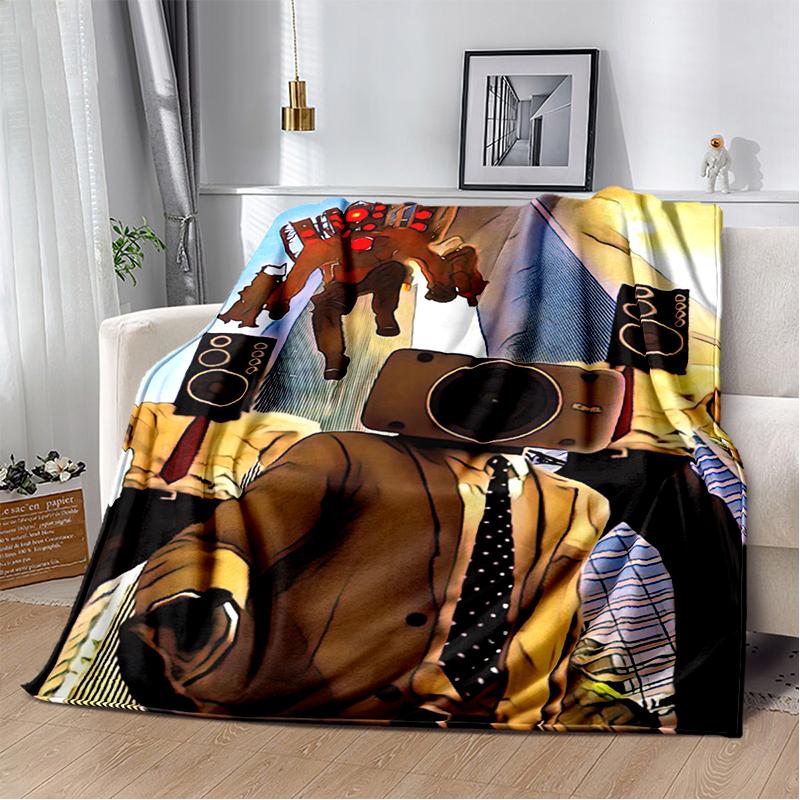 3D Skibidi Toilet Speakerman Cameraman TVman Flannel Blanket,Soft Throw Blanket for Home Bedroom Bed Sofa Travel Cover Kid Gift