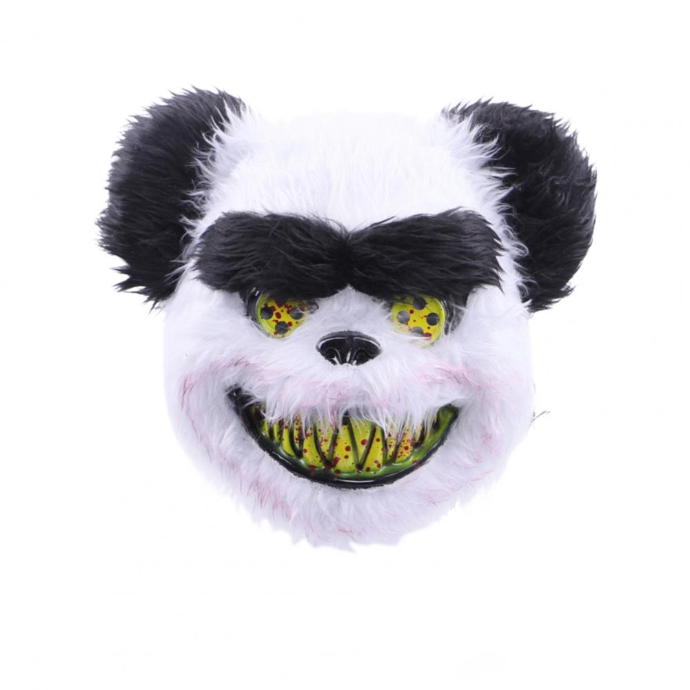 Face Cushion Spooky Throw Pillow Halloween Face Cushion with Light-up Furry Prop for Rave Parties Spooky Bear Rabbit Costume