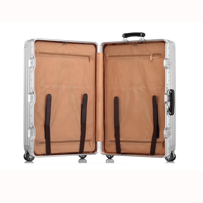 Retro Aluminum Frame Trolley Suitcase with Universal Wheels - Available in 20", 24", 26", 28" for Men and Women