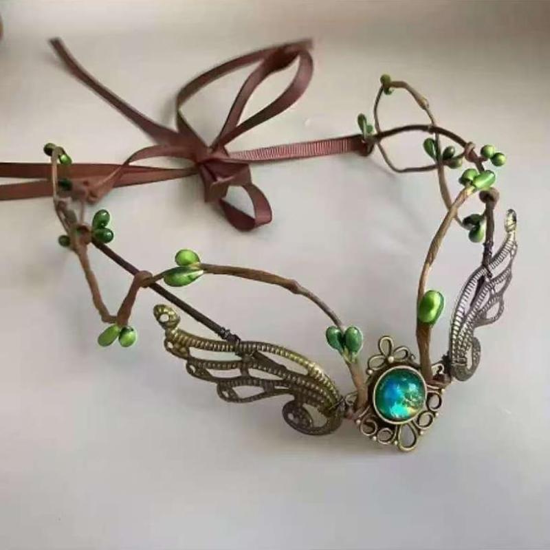 

Имитация Листьев Дерева Фея Ободок Ручной Работы Эльфийская Принцесса Головной Убор Лесная Свадьба Цветочная Корона Для Женщин Девочек