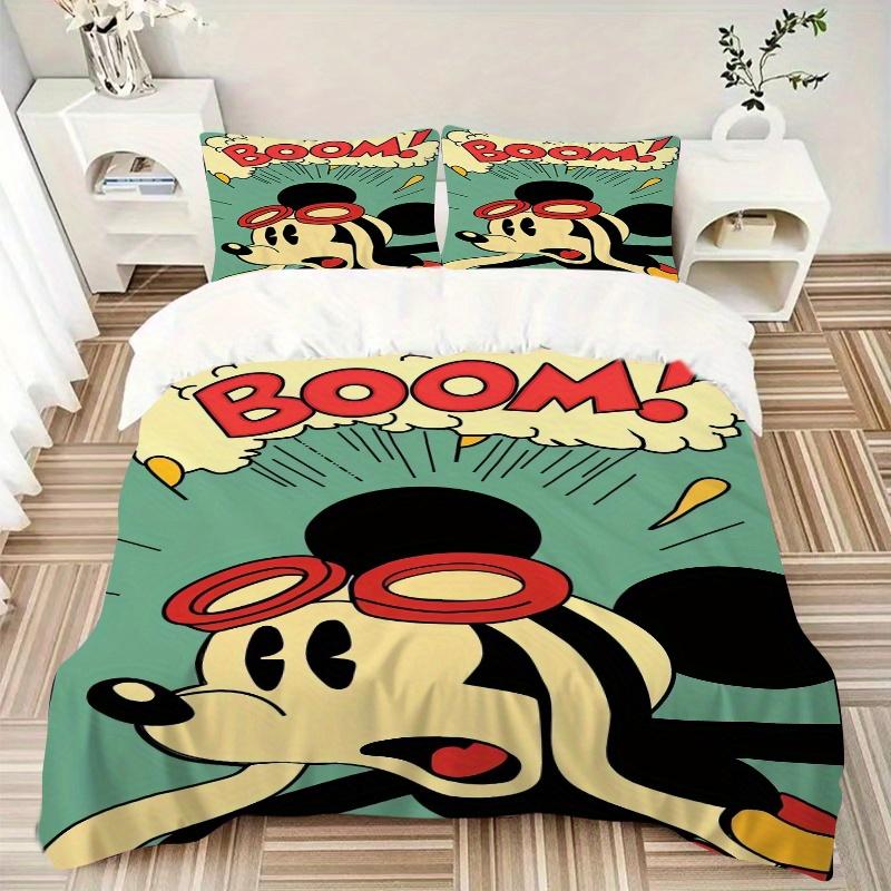 3pcs Mickey Mouse Goggles BOOM Bedding Set - Includes Quilt Cover and Pillowcases, Suitable for All Seasons, Machine Washable - Ideal Gift for Fa
