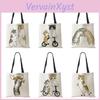 Women Handbag Cat Cute Print Casual Folding Shopping Tote Shoulder Bag Harajuku Large Capacity Reusable Canvas Beach Bags
