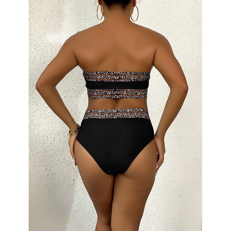 Sexig Modern Bikini Topp och Trosa Separata Tvådelad Baddräkt Axelbandslös Dam Badkläder Set