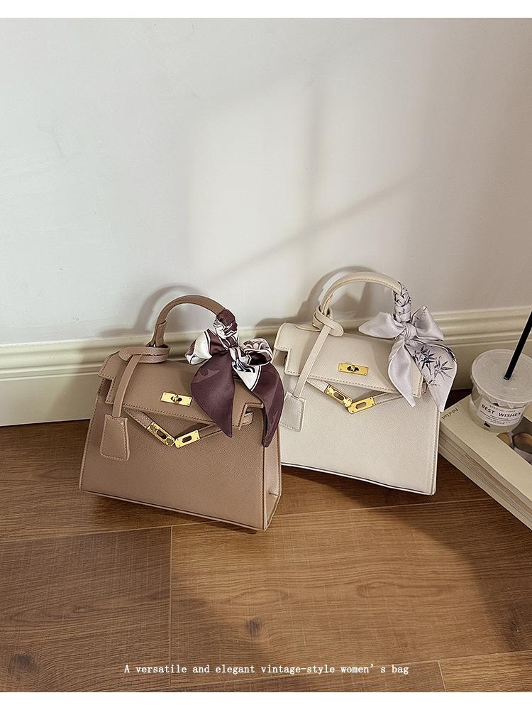2026 Mori Cute Lychee Textured Niche Shoulder Bag - Women's Summer Small Square Handheld Kelly Bag