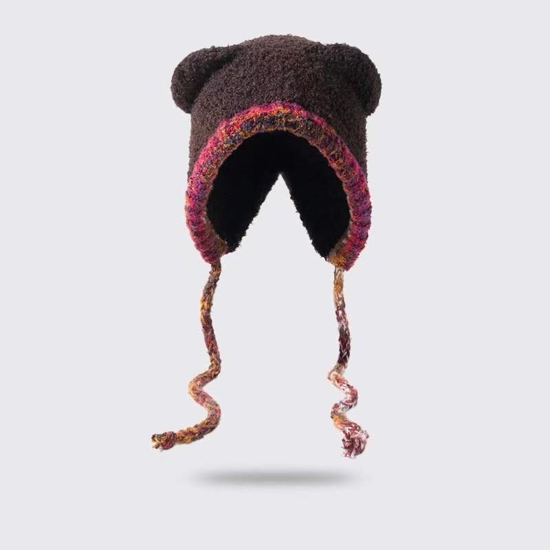 Fair Isle Wool Beanie With Foldable Design For Casual Outdoor Wear