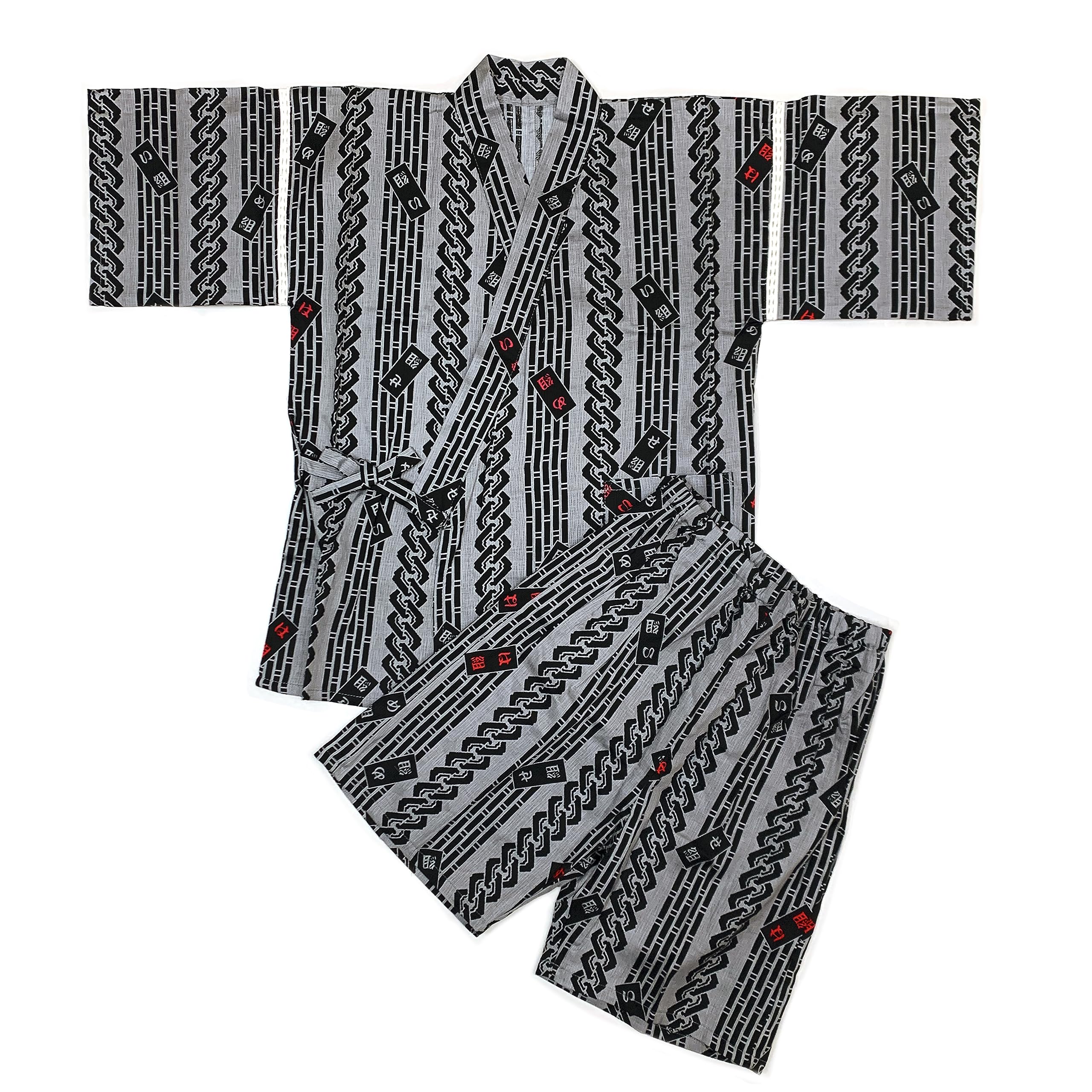 

Muromachi Jinbei Boys Children Jinbei Kids Jinbei Chic Japanese pattern Jinbei TK Kabuki [Kyoto st. ] (120cm) Gray, pattern OBJ-120-2363