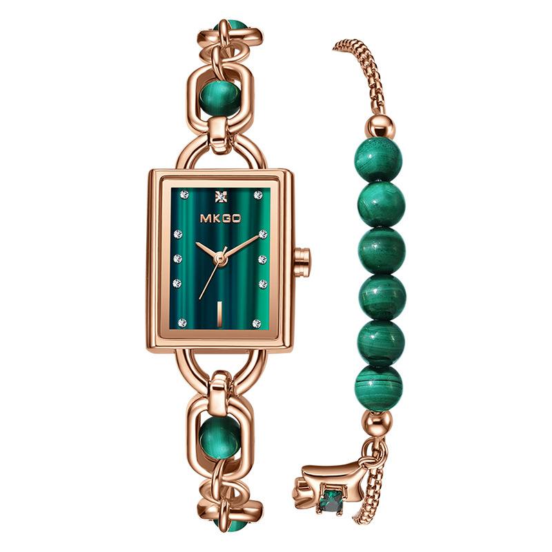 UTHAI W41 New Quartz Crystal Women Watches Fashion Light Luxury Waterproof Exquisite Emerald Original Ladies Bracelet Wristwatch
