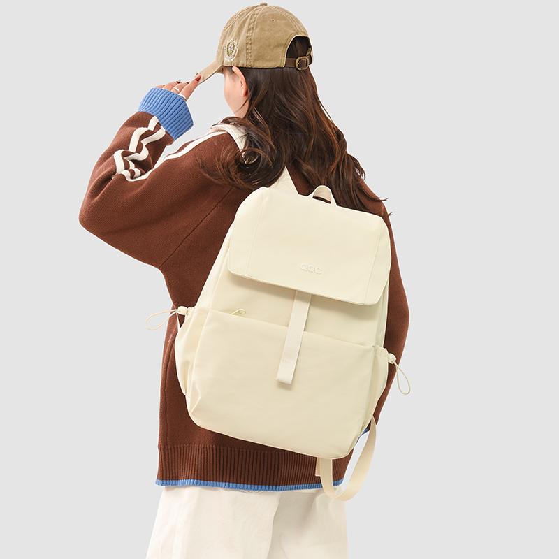 Minimalist Nylon Backpack for Women – Lightweight & Water-Resistant Design with Front Flap and Side Pockets, Perfect for Daily Use