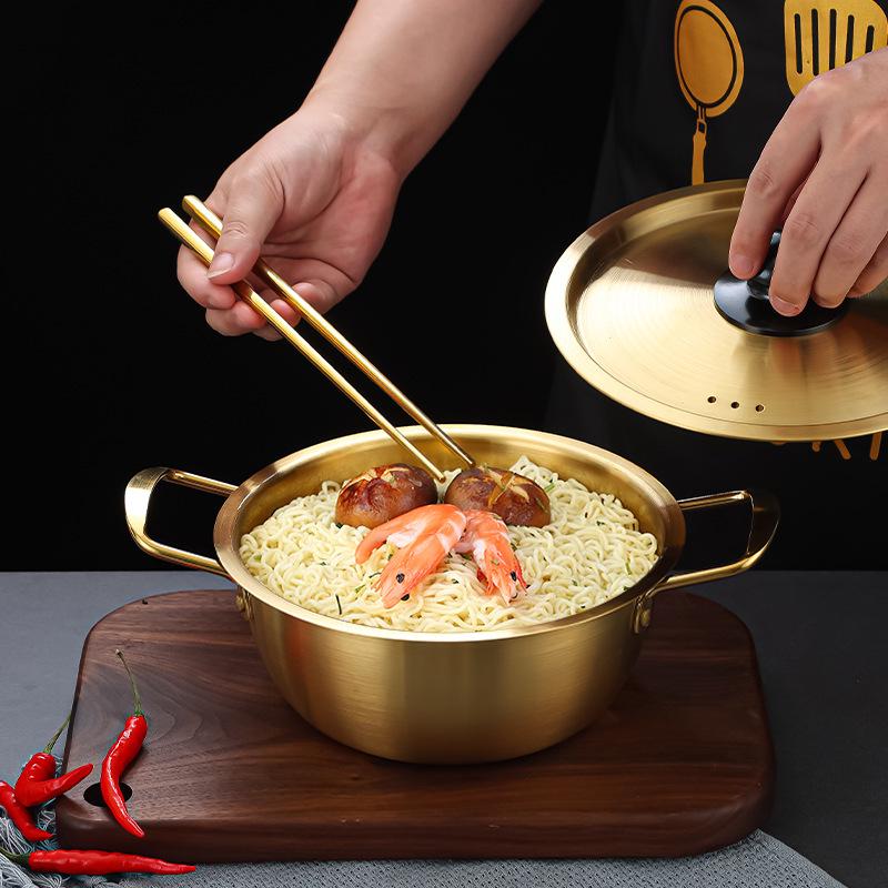 Korean Stainless Steel Ramen Pot: Small Double-Ear Noodle & Soup Cookware