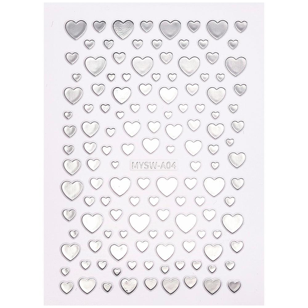 Seven-Color Positive Love Manicure Sticker Laser Gold And Silver Solid Color Love Nail Sticker Girl Heart-Shaped Nail Decoration