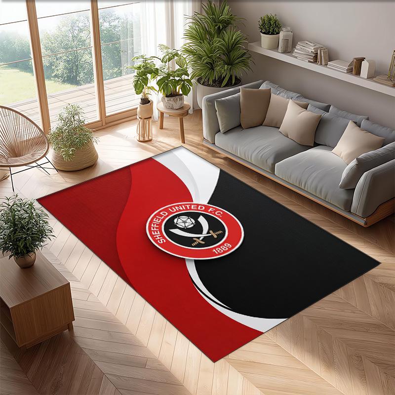 Sheffield United Football Print Crystal Velvet Rug, Comfortable Water Absorbent Non Slip Indoor Floor Carpet