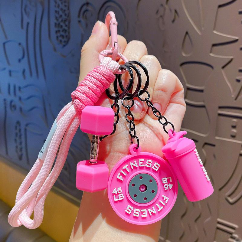 Creative Barbell Bag Charms New Sports Fitness Keychain Charm Fashionable Popular Phone Cases Car Charm Versatile Christmas Gift