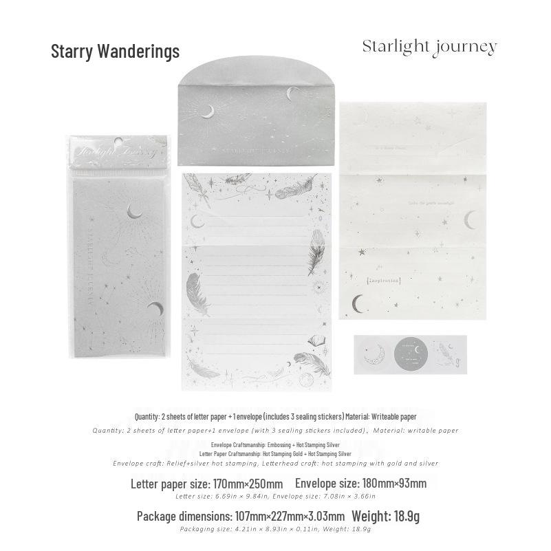 Momo Retro Romantic Star Moon Hot Stamping Letter & Envelope Set