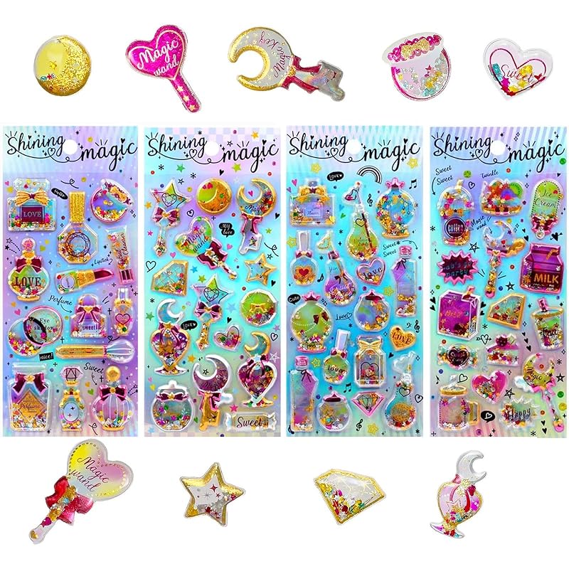 Authentic 3D Glitter Shaka Shaka Stickers, Choose from a wide variety of designs in a variety of themes. Cute, fluffy, and sequined stickers for