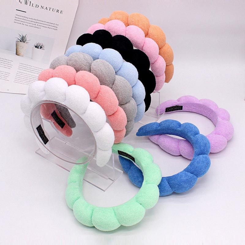 1pcs Fashion Microfiber Washing Wristbands Scrunchies Puffy Headband Spa Bubble Headband for Washing Face Makeup Shower Skincare