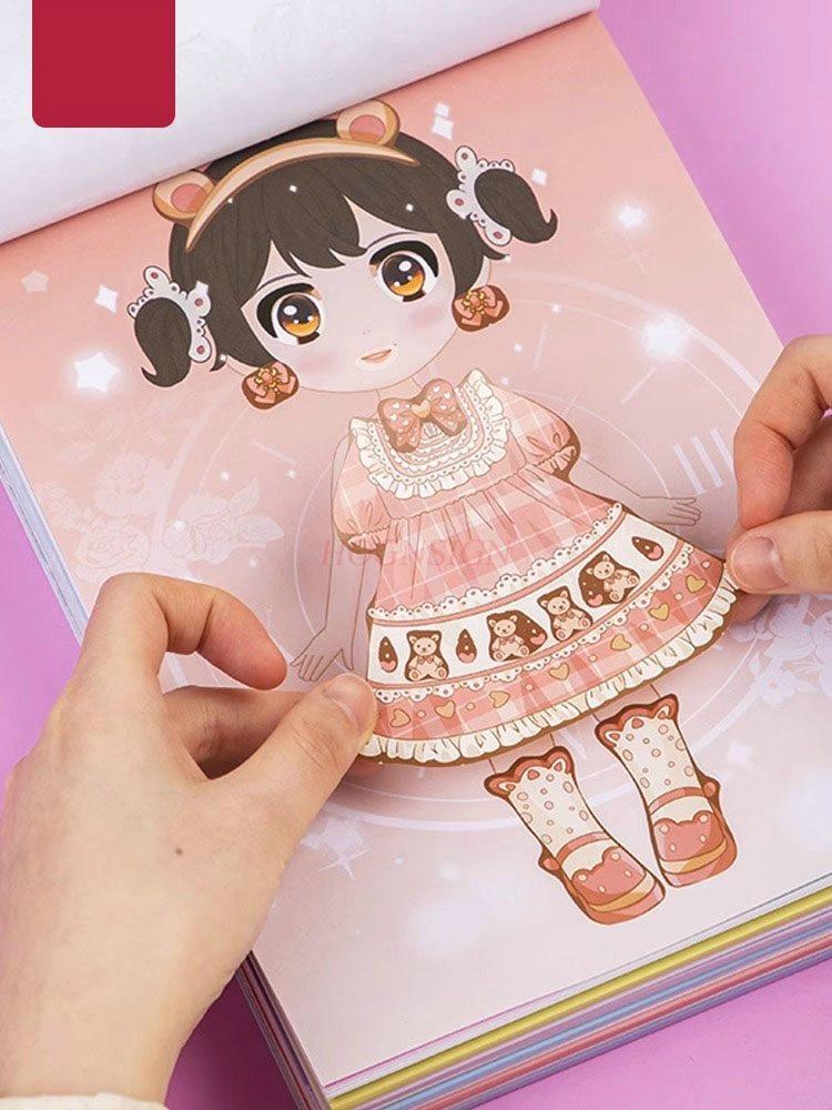 1set Princess Dress Up Sticker Book Toy Girl 3 To 6 Years Old Dress Up Show Children's Puzzle Girl Makeup Book Stickers