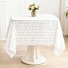 White Lace Square Tablecloth, Vintage Floral Embroidered Table Cloths Square Small Table Cloth Dustproof Tables Protector for Kitchen Dining Room