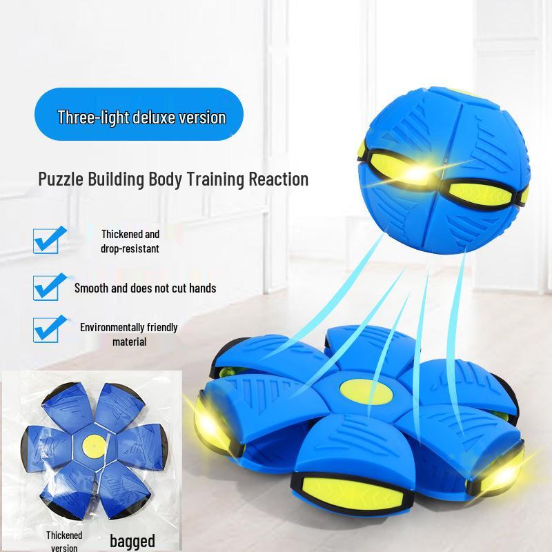 Magic Flying Saucer Ball: Deformable Outdoor Stomp Toy with Lights for Kids