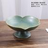 Chinese Retro Glazed Ceramic Plate High Foot Fruit Dish Japanese Zen Tea Tray for Home