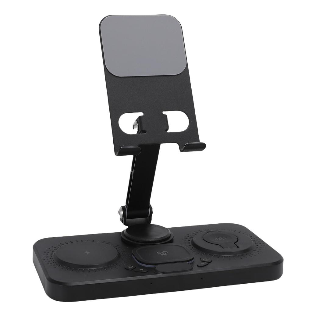 6 In 1 Wireless   for   Device with Alarm Clock and 6 Color Ambient Light 15W Foldable Wired Charging Station