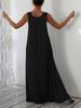 Plus Size Summer Solid Color Dress with Side Pockets (European and American Style)