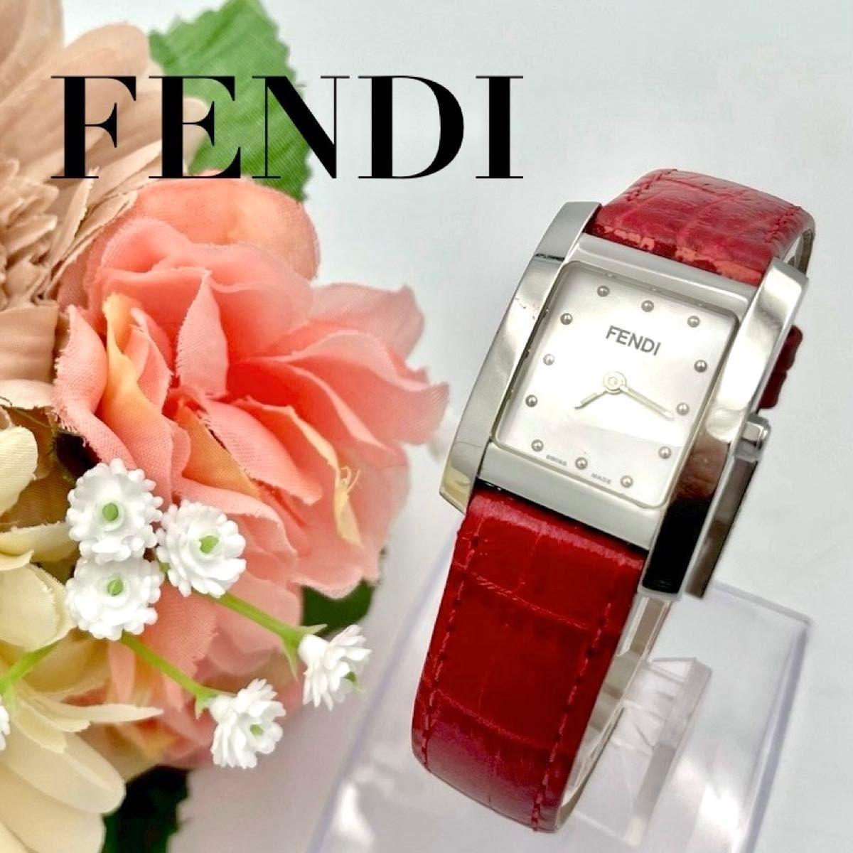 Used 349 FENDI 7000L Watch Quartz Square Shell Dial Silver Change Belt Ladies Operation