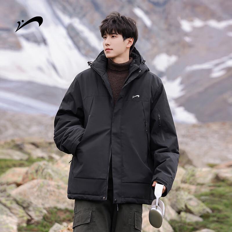 Guirenniao Men's Winter Thickened Hooded Workwear Padded Jacket