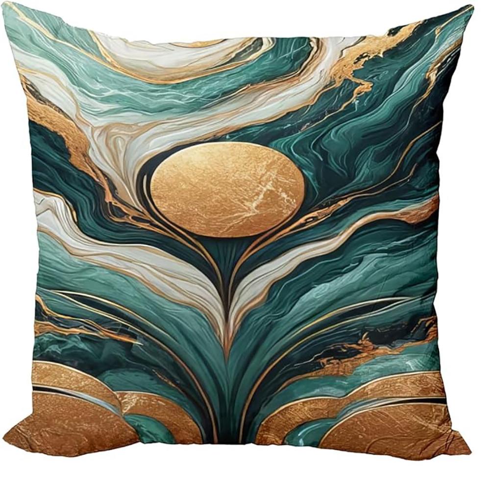 Green And Gold Pattern Luxury Abstract Art Pillowcase Bedroom Sofa Decorative Cushion Cover With Zipper