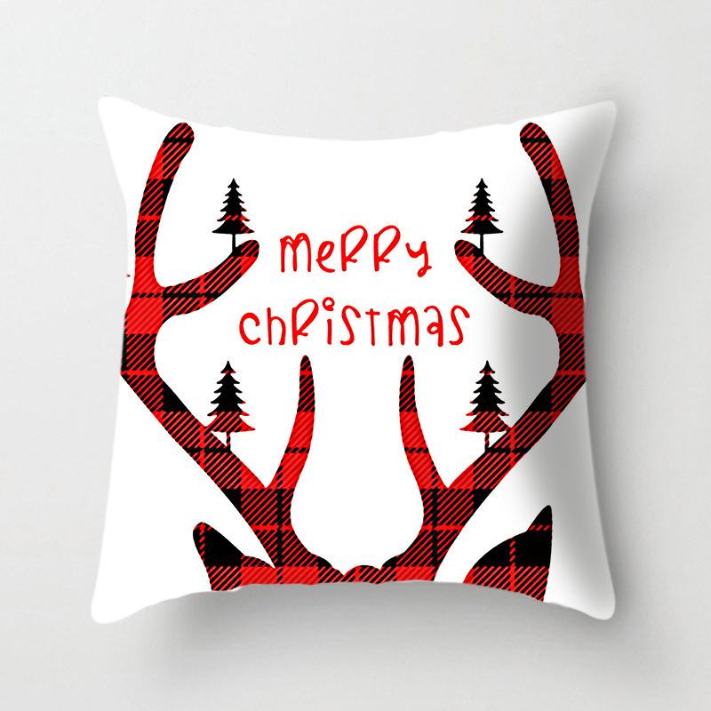 45x45cm New Year Christmas Elk Letter Printing Pattern Cushion Cover Home Living Room Sofa Decoration Throw Pillow Cover