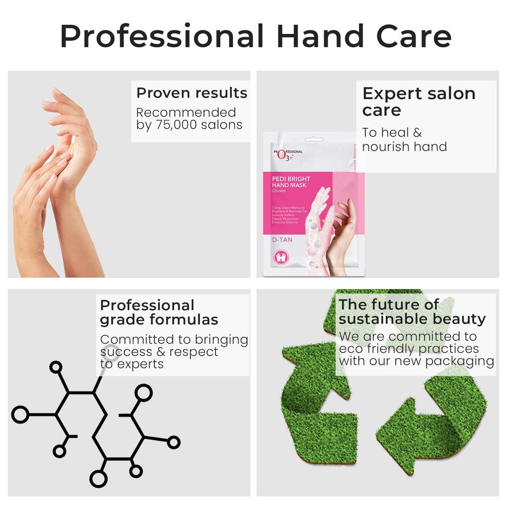 O3+ Pedi Bright Hand Gloves Cream Mask 40g Pack of 1 for Soft, Hydrated, Nourished Hands