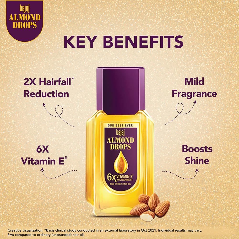 Bajaj Almond Drops Hair Oil 190ml Pack Of 1 Light Non Sticky Hair Oil For Hair Fall Control