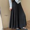 Elegant A-line Pleated Knit Skirt: High-Waisted, Slimming, Thick, Versatile Korean Style for Autumn/Winter 2025