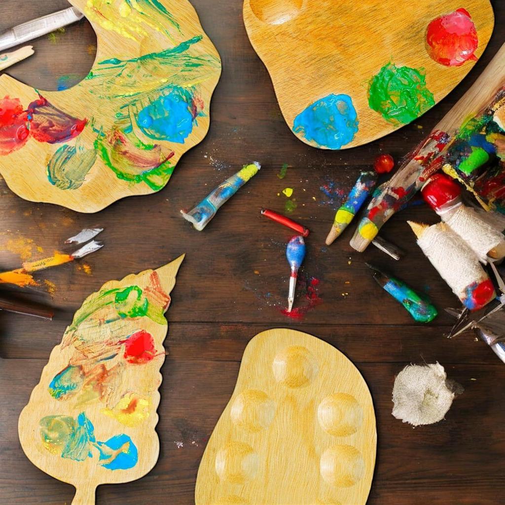Wooden Painting Palette - Apple Shaped Palette for All Painting and Drawing Purposes (Oil, Watercolour, Acrylic, Gouache) for Kids, Professionals
