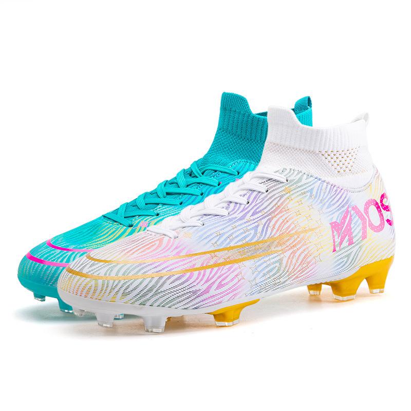 Football shoes men's mandarin ducks long nails high-top students artificial grass competition training shoes