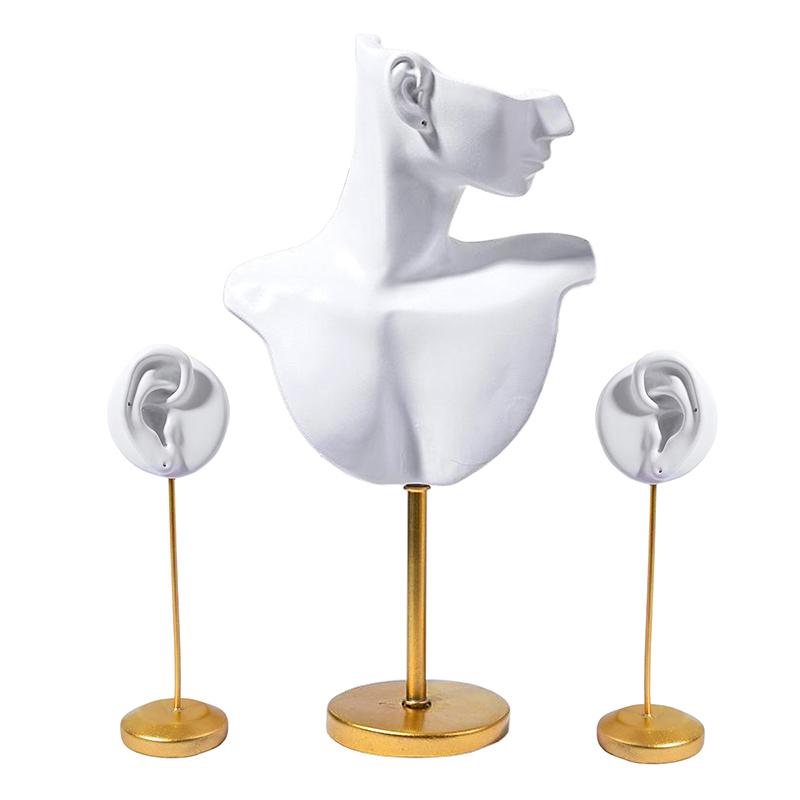 

3 шт./набор Подставка для серег Роскошная модель человеческого уха Черная форма уха Подставка для ювелирных изделий Манекен лица 3 стиля белый