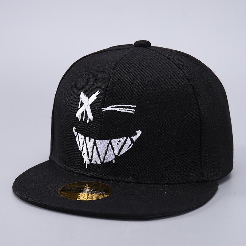 Funny Emoji Baseball Cap Personality Embroidery Hip Hop Flat Brim Shade Cap Batch
