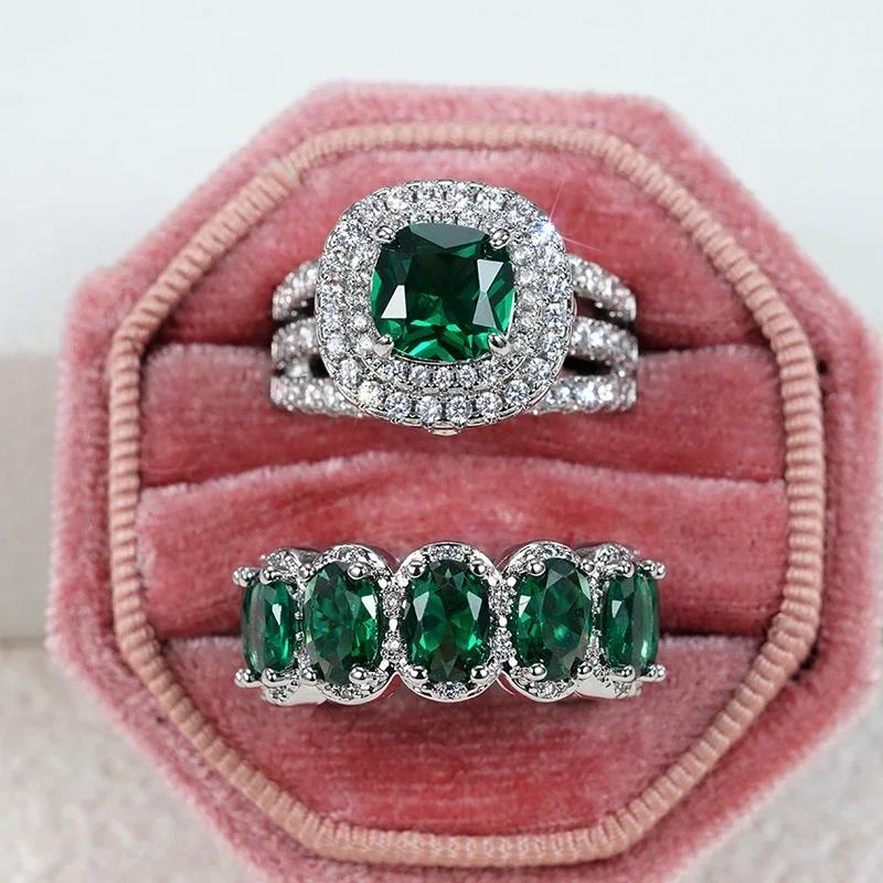Gorgeous S Set of Rings for Women Brilliant Zirconia Finger Jewelry for Engagement Party High-quality Accessories